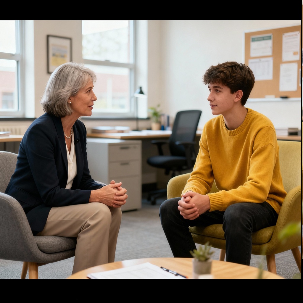 Professional counseling session with a student