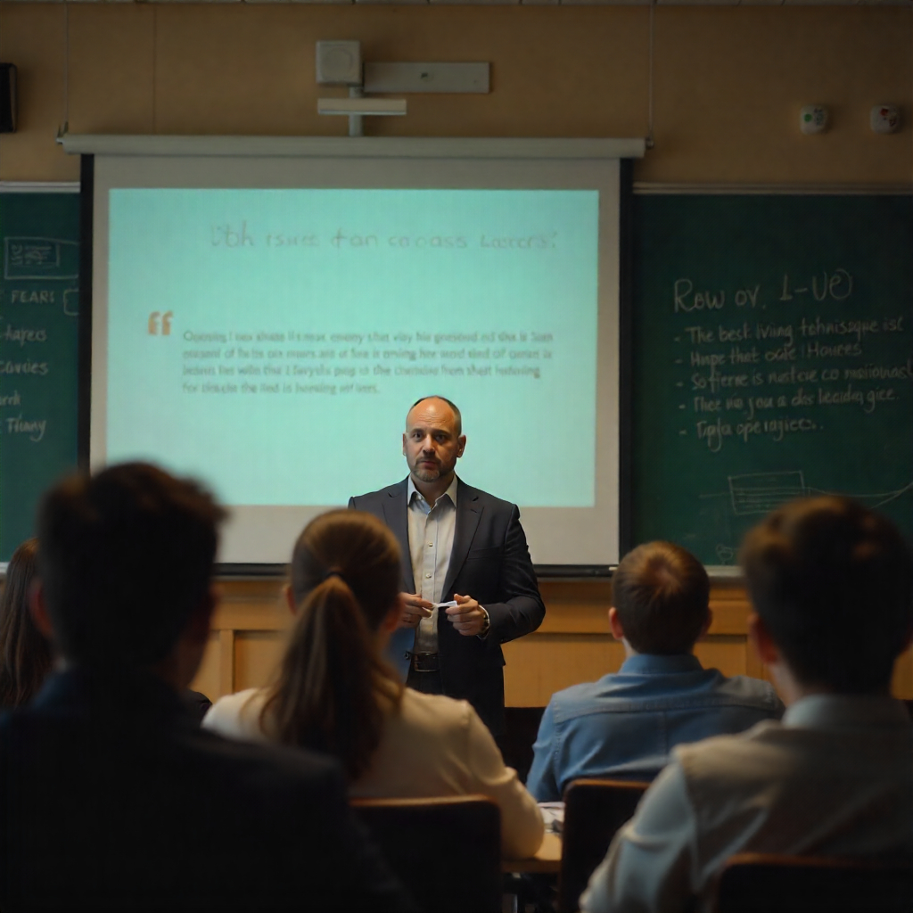 Trainer interacting with students in a classroom